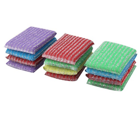 Unique Bargains Scouring Pads Non-Scratch Scouring Sponge Scrub Pads  Kitchen Cleaning Pads 12pcs