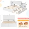 Infans Full Wooden Platform Bed with Trundle Storage Headboard Pull Out Shelves White - 2 of 4