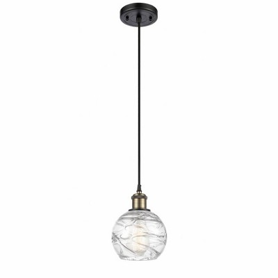 Athens Deco Swirl - 1 Light Cord Hung Mini Pendant In Industrial Style-8 Inches Tall and 6 Inches Wide