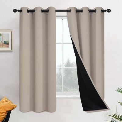 Yakamok Room Darkening Thermal Insulated Blackout Curtains for Bedroom (42Wx63L,Natural, 2 Panels)