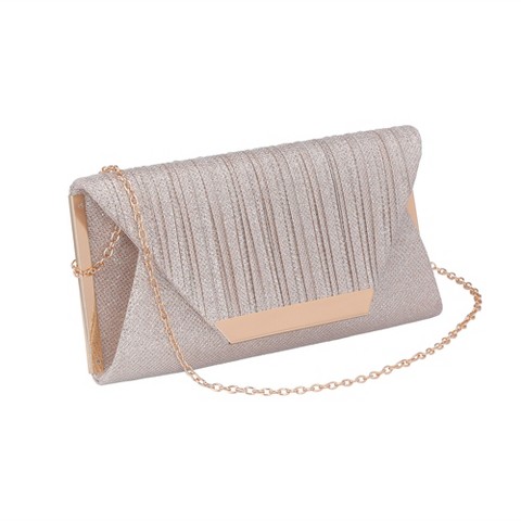 INSPIRE CHIC Clutch Purses for Women Shiny Sequin Envelope Bag with Chain Gold 10.2*2.2*5.1 inches