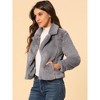 INSPIRE CHIC Women's Christmas Autumn Winter Cropped Notch Lapel Faux Fur Fluffy Jacket - 4 of 4