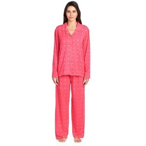 Casual Nights Women's Long Sleeve Rayon Button Down Pajama Set - 1 of 4