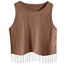 Nlife Womens Western Sparkly Fringe Sleeveless Crop Tops Cowgirl Going Out Cropped Tank Tops with Glitter Tassel - 3 of 4