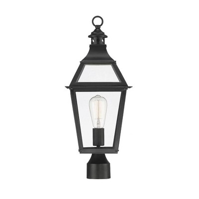 Savoy House Black and Gold Outdoor Post Lantern with Clear Glass