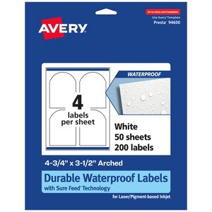 Avery Durable Waterproof Arched Labels with Sure Feed, 4.75" x 3.5" - 1 of 4