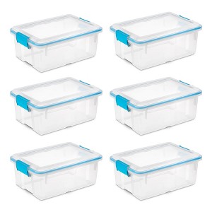 Sterilite 120qrt. Multipurpose Clear Plastic Storage Container Box with Latching Lids and 2 Rear Wheels - 1 of 4