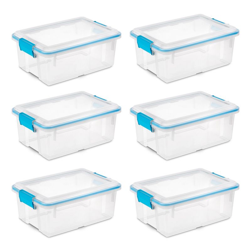 Sterilite Multipurpose 12 Quart Plastic Storage Container Tote Box with Secure Gasket Sealed Latching Lids for Home and Office Organization, 1 of 8