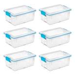 Sterilite Multipurpose 12 Quart Plastic Storage Container Tote Box with Secure Gasket Sealed Latching Lids for Home and Office Organization