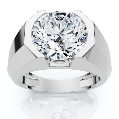 Pompeii3 Certified 5Ct Elon Signature Men's Bezel Diamond Ring 14k Gold or Pt Lab Created