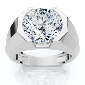 Pompeii3 Certified 5Ct Elon Signature Men's Bezel Diamond Ring 14k Gold or Pt Lab Created - 1 of 4