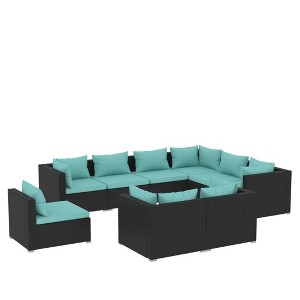 vidaXL Garden Lounge Set Black, Water Blue - 1 of 4