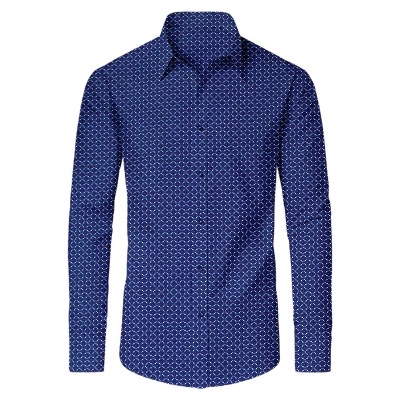 Galaxy By Harvic Men's Slim Fit  Long  Sleeve Stretch Printed Dress Shirts
