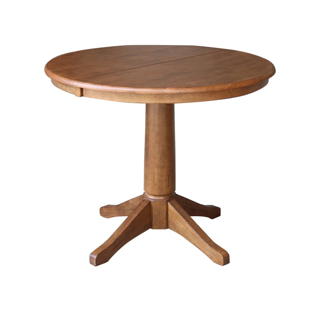 Photos - Dining Table 30.1" Lillian Round Top Pedestal Extendable  with 12" Drop Lea