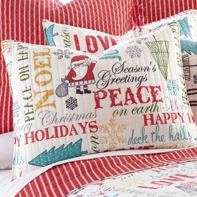 Santa Claus Lane Red Microfiber Twin Reversible Quilt Set