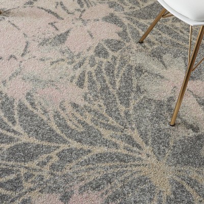 Elegant Floral Whisper 6' x 9' Grey & Pink Reversible Area Rug
