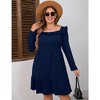 YesFashion Women's Plus Size Dress Casual Long Sleeve Ruffle Trim Dress Square Neck Elastic High Waist Belted Midi Dress - 4 of 4