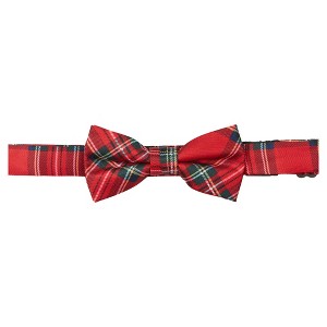Jacob Alexander Boys' Red Christmas Plaid Pre-Tied Adjustable Banded Bow Tie - 1 of 4