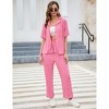 Women's Pleated 2 Piece Outfits Set Summer Long Sleeve Shirt Wide Leg Pants Sets Casual Streetwear - 3 of 4