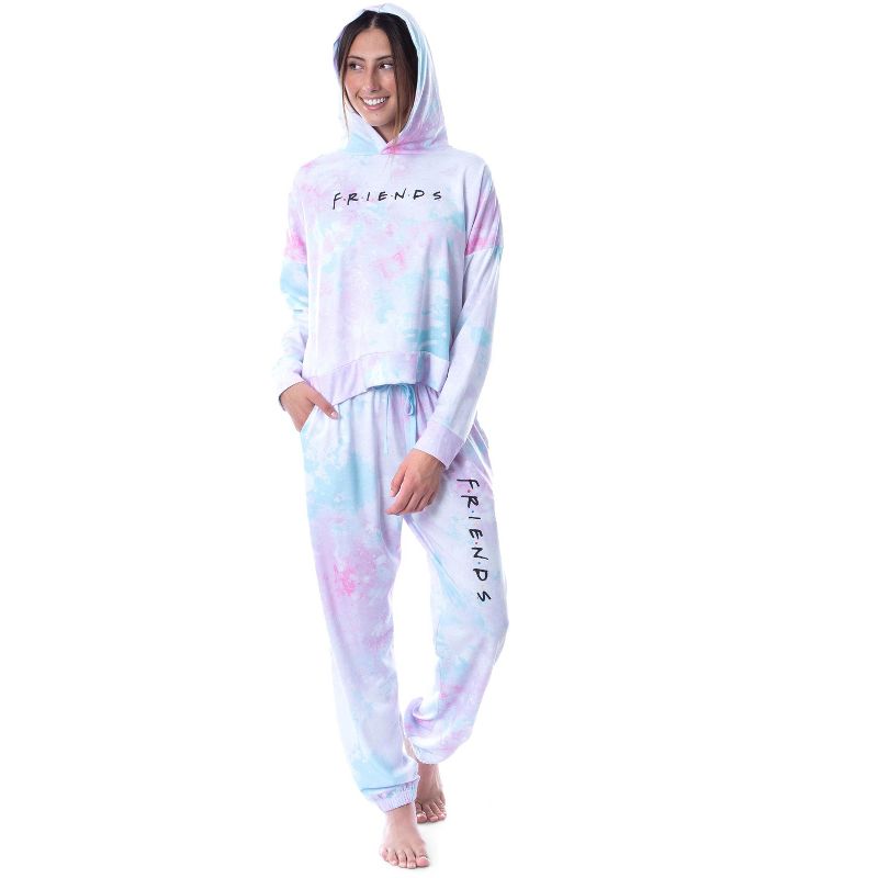 Friends TV Show Logo Tie Dye Womens' Pajama Loungewear Hooded Jogger Set Mulitcolor, 4 of 5