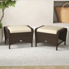 Tangkula 2 Pieces Outdoor Patio PE Wicker Ottomans w/ Removable Cushions Footstools - 2 of 4