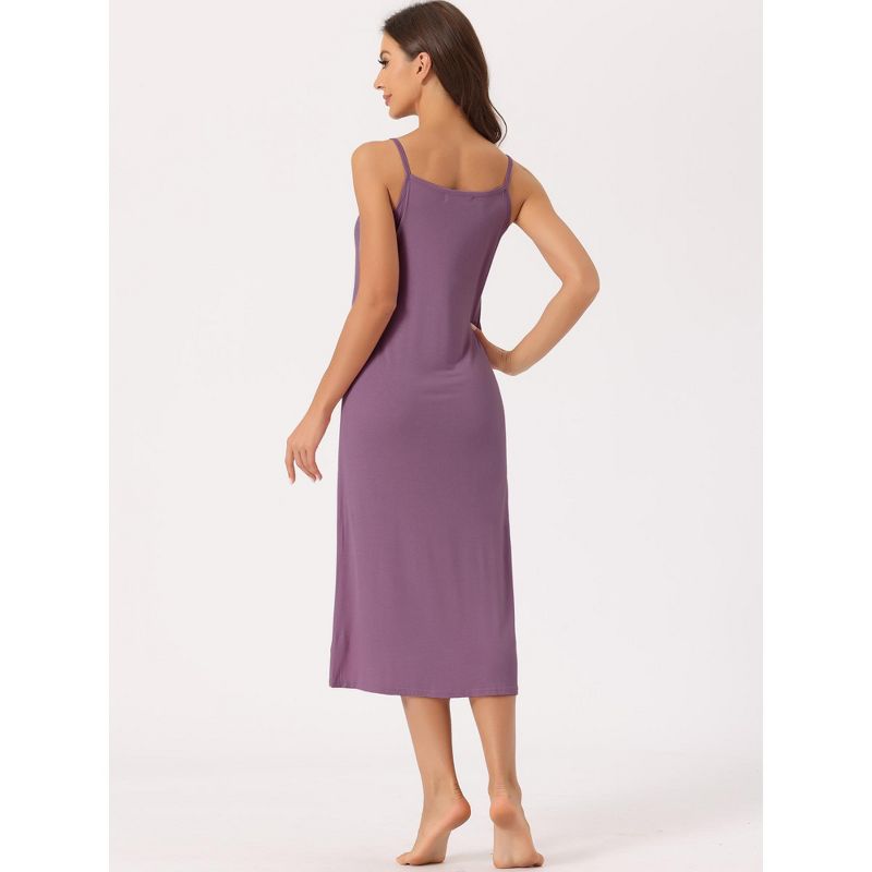 cheibear Women's Cami Tank Dress Sleeveless Spaghetti Strap Midi Sleepdress Nightgown, 4 of 6