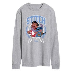 Men's - Disney - Stitch Collegiate Group Long Sleeve Graphic T-Shirt - 1 of 3