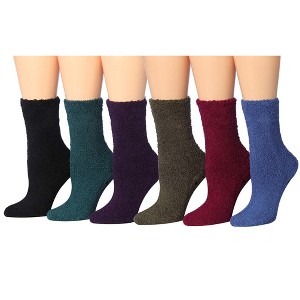 Tipi Toe Women's 6-Pairs Cozy Microfiber Anti-Skid Mystic Aura Colorful Patterned Fuzzy Crew Socks - 1 of 1