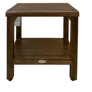 DecoTeak® Eleganto® 18" Teak Wood Shower Bench with Shelf in Woodland Brown Finish - 1 of 4