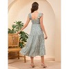 Maternity Dress Square Neck Sleeveless Smocked Ruffle Sleeve Baby Shower Photoshoot Summer Midi Dresses - 4 of 4