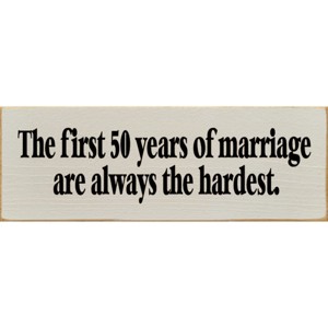 Slickblue Marriage Humor Wood Sign, 3.5x10 Solid Pine, Routed Slot & Shelf Edges, Multiple Colors - 1 of 3