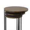HomeRoots Set of Two Chestnut and Black Solid Wood and Metal Round Frame Nested Tables - 4 of 4
