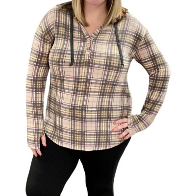 Women's Plaid Hoodie Shirt - honeyme