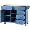 Bella Depot 53" Rolling Kitchen Island with Rubber Wood Top and 5 Drawers - 2 of 4