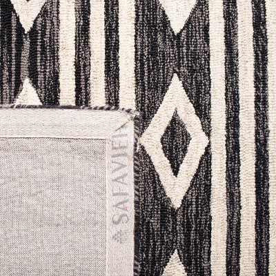 Ivory and Charcoal Hand-Tufted Wool 5' x 5' Square Rug