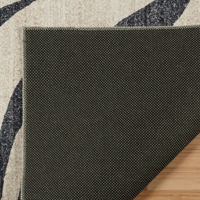 Black and White Zebra Print Washable 5' x 7' Synthetic Area Rug