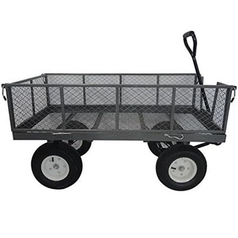 Yard Tuff 2-in-1 Jumbo Gardening Utility and Yard Wagon Cart with 1000 lb. Capacity, Heavy Duty Steel Mesh Deck, and Welded Steel Rims, Grey - image 1 of 4