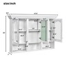 47"W Wall Mounted Bathroom Cabinet with Mirror, Over The Toilet Storage Cabinet with 3 Adjustable Shelves & Glass Doors, White - ModernLuxe - 3 of 4