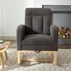 Modern Beige Accent Rocking Chair With Wood Legs,Upholstered Nursery Rocking Chair With Side Pocket & Leg Rest Rocker Recliners On Sale-Cuddlewood - 3 of 4