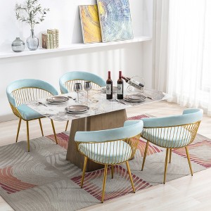 DYHOME Modern Mid Century Dining Chair, Upholstered Velvet Dining Room Chairs with Metal Legs for Makeup/Living Room (Set of 4) - 1 of 4