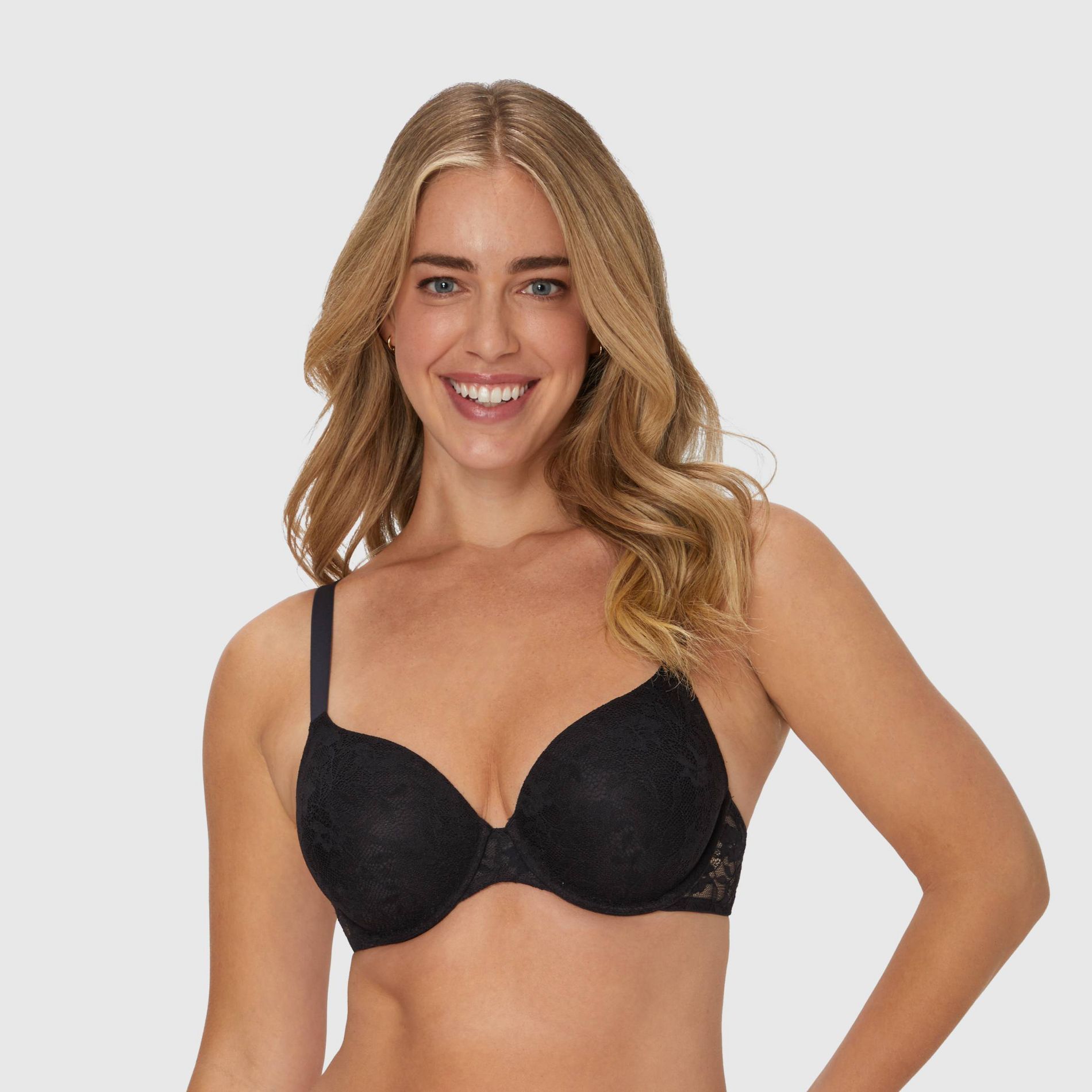Maidenform Women's Perfect Fit Custom Lift Underwire Bra MBT846 - Black 36D: Nylon Spandex Knit, Adjustable Strap