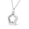 Haus of Brilliance Matte Finished Silver Diamond Accent Flower Satin Finished Pendant Necklace - 3 of 4
