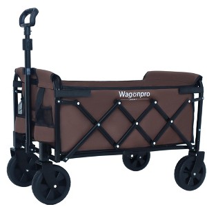 NAYSAYE Expandable Dual Layer Folding Wagon Cart with Extra Storage Utility Trolley with 225 lbs Load Capacity, Brown, 17.9"*9.4"*26.2" - 1 of 4