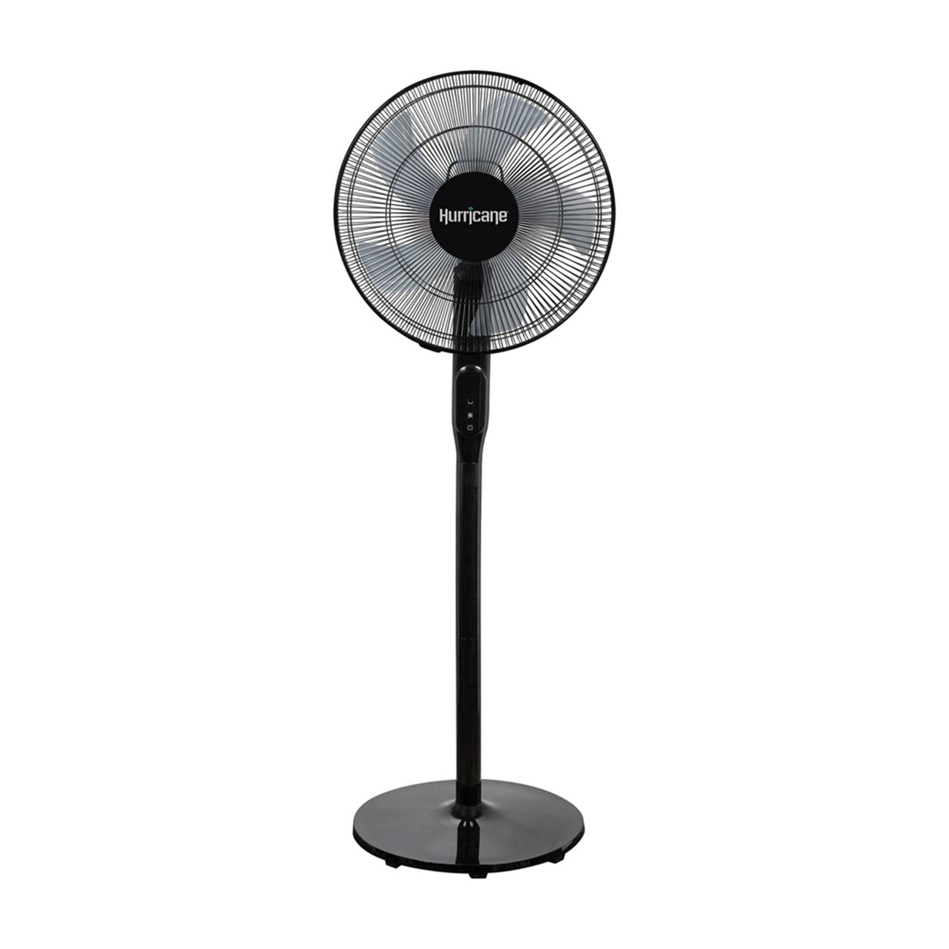 Hurricane Oscillating Pedestal Stand Fan, 12-Speed Cooling Unit, 16", Black - With Remote Control, Adjustable Tilt & Height, for Home, Bedroom, Office