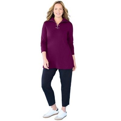 Catherines Women's Plus Size Suprema Studio Half-Zip Grommet Pullover