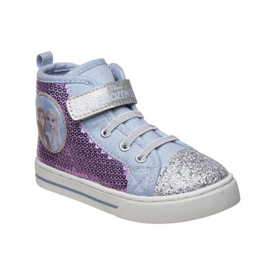 Disney Girls High Top Sneakers – Lightweight Canvas Breathable with Sequins (Toddler/Little Kid)