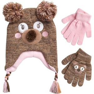 Girls Critter Winter Hat and 2 Pair Gloves or Mittens (Toddler/Little Girls) - 1 of 4
