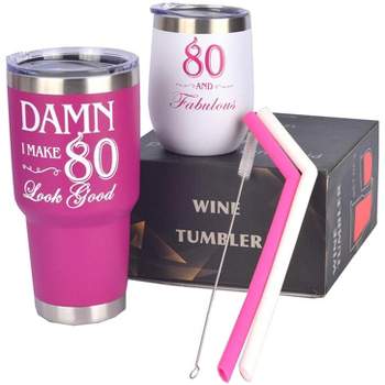 Meant2tobe 80th Birthday Tumbler Gifts for Girl - Pink