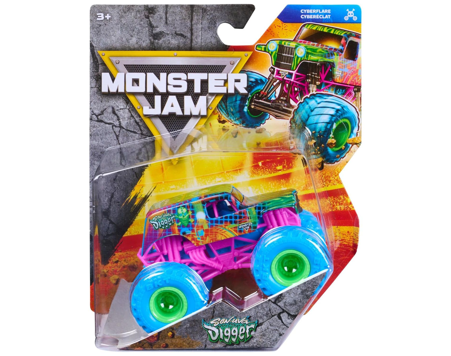 Monster Jam Series 47 Cyberflare Son-uva Digger 1:64 Scale 2026 Die-Cast Monster Truck Toy with Realistic Details, BKT Tires, and Collector QR Code
