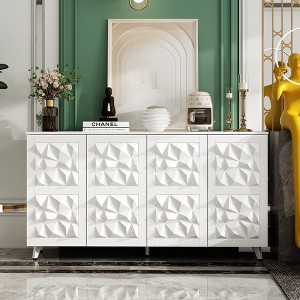FUFU&GAGA 4-Door Dresser Living Room Storage Cabinet Diamond Surface Pattern Decoration - 1 of 4